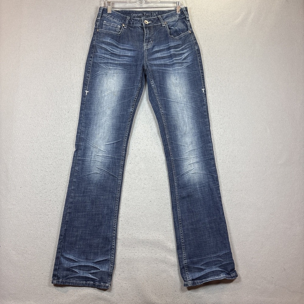 Cowgirl Tuff Co Women's Blue 28X35 Bootcut Jeans Regular Mid Rise Stretch